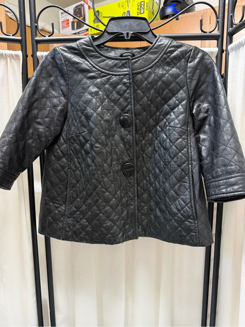 Vince Black Quilted Leather Jacket